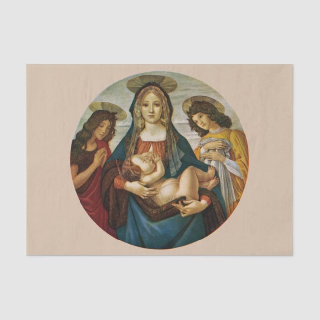 Papel De Seda Madonna e a criança de Botticelli (Frente )