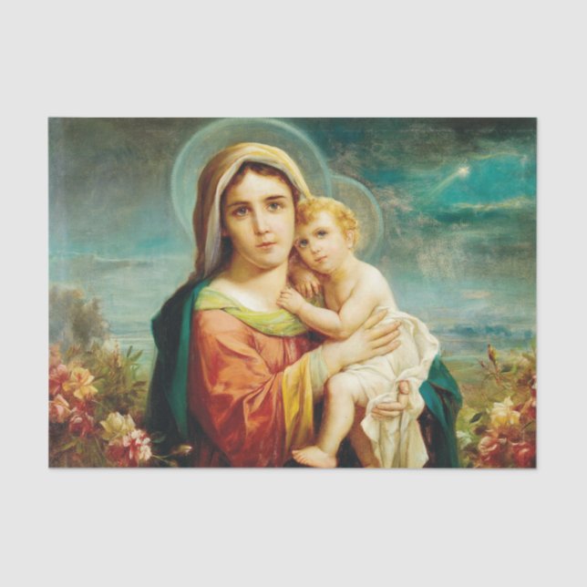 Papel De Seda Madonna e Child por Hans Zatzka (Frente )