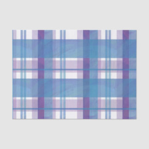 Papel De Seda Madras Xadrez Azul e Roxo