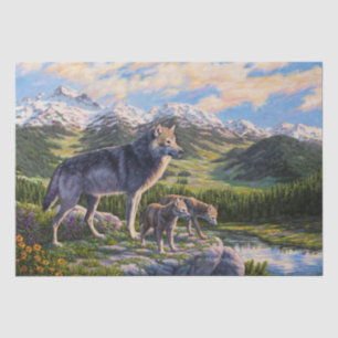 Papel De Seda Madre Wolf e Pups Vale do Rio Montanha