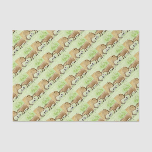Papel De Seda Mãe e Bebê Capybara (Frente )
