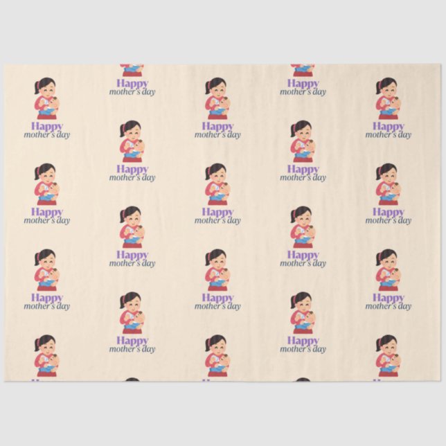 Papel De Seda Mãe e bebê, dia de as mães feliz (Frente )