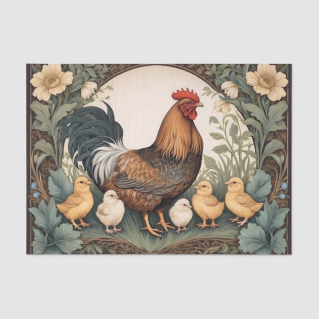Papel De Seda Mãe Elegante Hen Com Pintinhos (Frente )