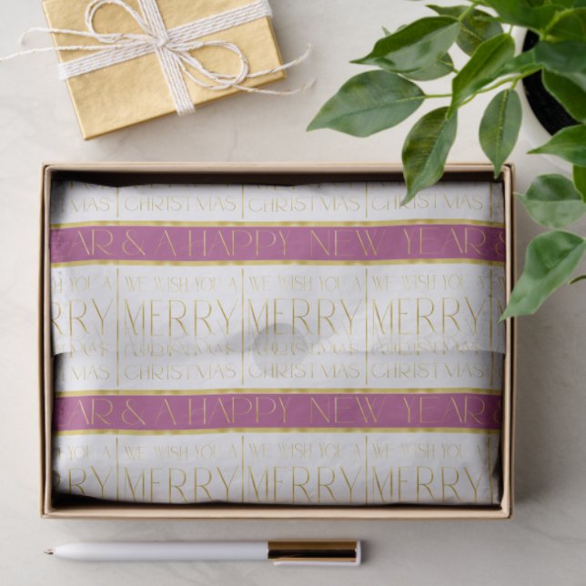 Papel De Seda Magenta Gold Christmas Pattern#35 ID1009 (Presente)