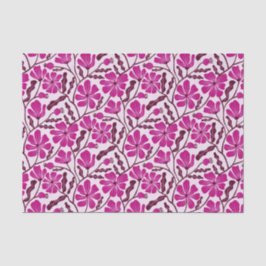 Papel De Seda Magenta Retro Floral Pattern