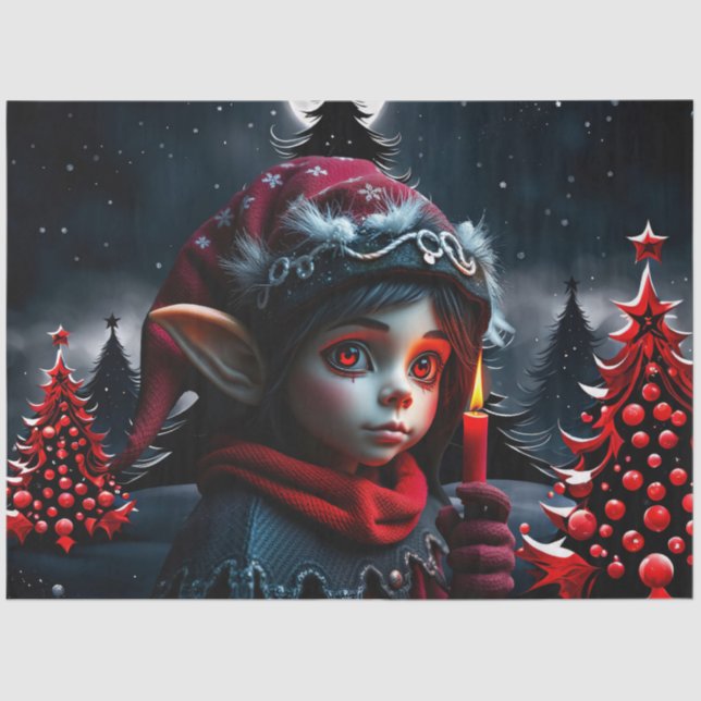 Papel De Seda Magia do elfo gótico debaixo da lua de cheio. (Frente )