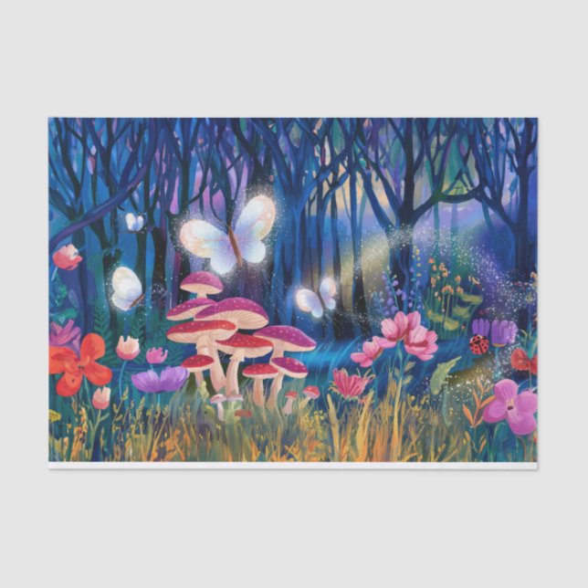 Papel De Seda Mágica borboleta, floresta etérea, (Frente )