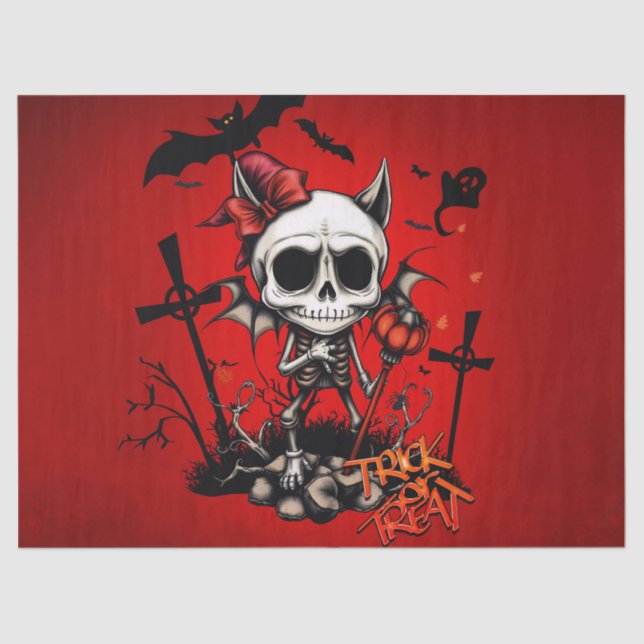 Papel De Seda Mágica de abóbora e diversão óssea. (Frente )