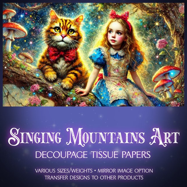 Papel De Seda Magical Treetop Tales Alice and Cat Decoupage (Criador carregado)