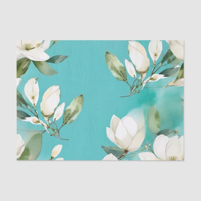 Papel De Seda Magnolia Branca Garland com Eucalyptus (Frente )