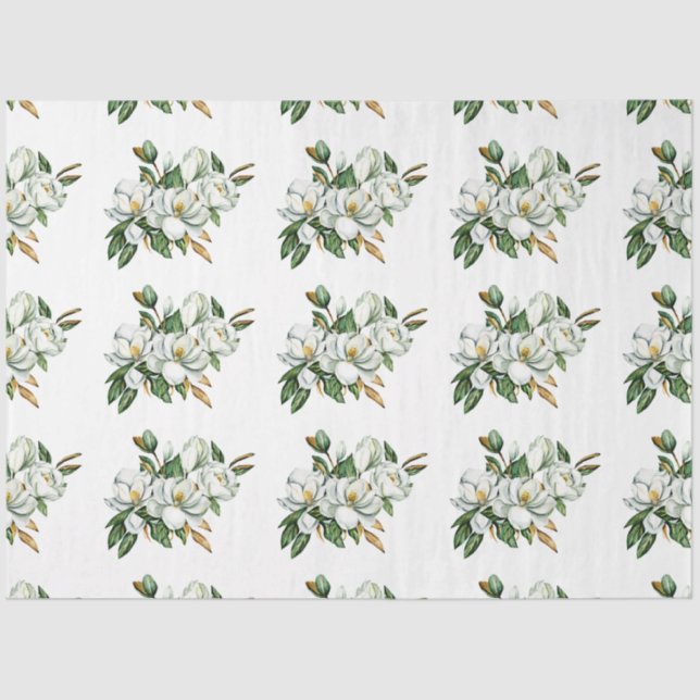 Papel De Seda Magnolia Padrão de Mola Molhada Azul (Frente )