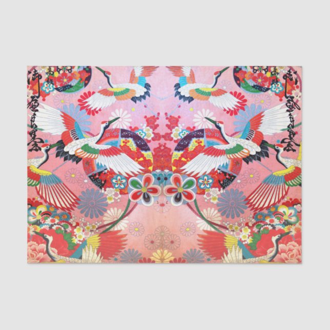 Papel De Seda Mah Jongg Egrets no Paraíso (Frente )