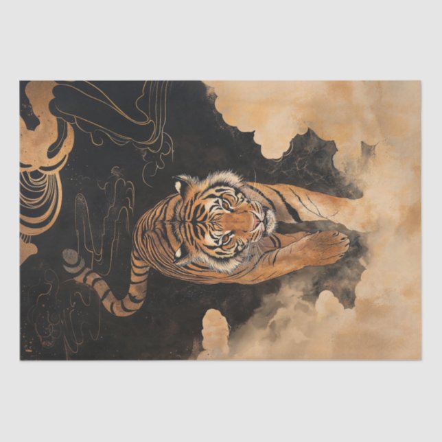 Papel De Seda Maiestoso Tiger Walk Bold Watercolor Art (Frente )