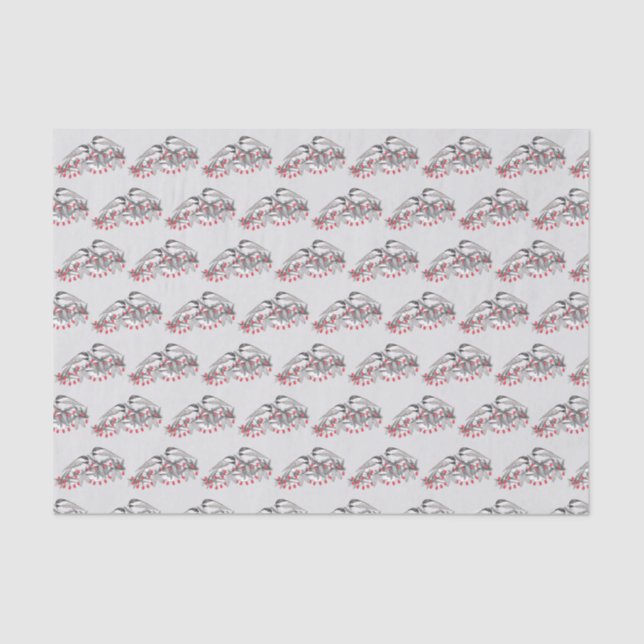 Papel De Seda Maine Chickadee Bird Feriado de inverno Neve (Frente )