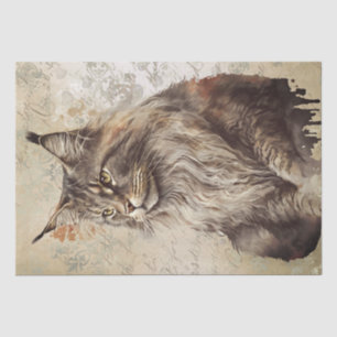 Papel De Seda Maine Coon Cat Watercolor