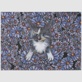 Papel De Seda Maine Coon Dilute Calico Cat Purple Daisy