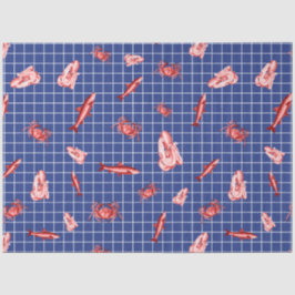 Papel De Seda Mais Vermelho e Azul-Marinho Série Náutica Design 