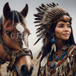 Papel De Seda  Majestic Horse And Young Native Woman