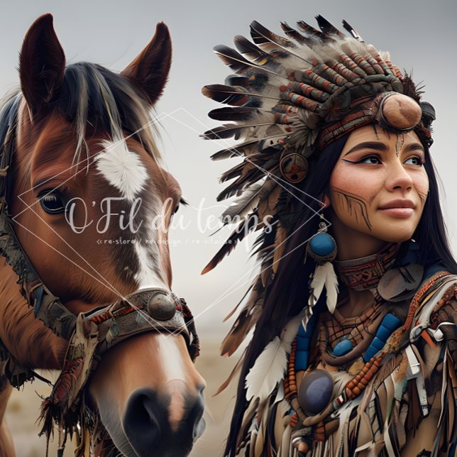 Papel De Seda  Majestic Horse And Young Native Woman (Criador carregado)