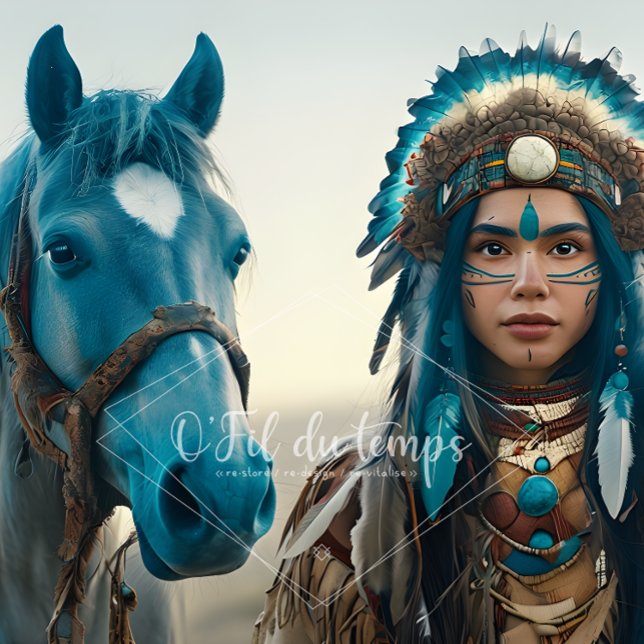 Papel De Seda  Majestic Horse And Young Native Woman (Criador carregado)