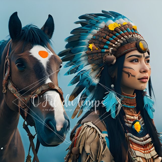 Papel De Seda  Majestic Horse And Young Native Woman (Criador carregado)