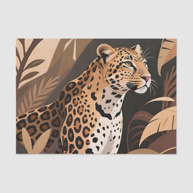 Papel De Seda Majestic Leopard Jungle Wildlife  (Frente )