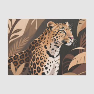 Papel De Seda Majestoso Leopardo Selva Vida Selvagem