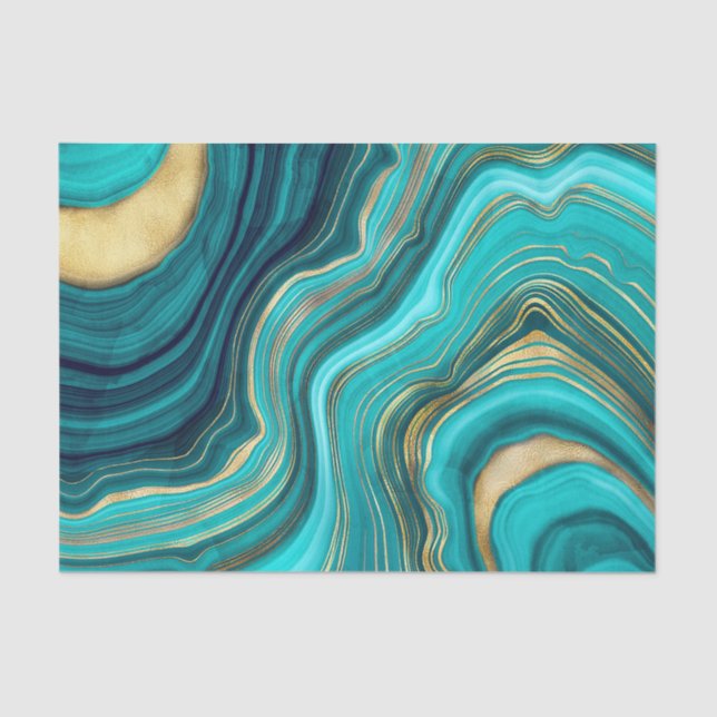 Papel De Seda Malachite de Agate Verde Geode Aquarela (Frente )