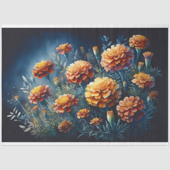 Papel De Seda Malandros Malmequeres Flores Aquarela Decoupage (Frente )