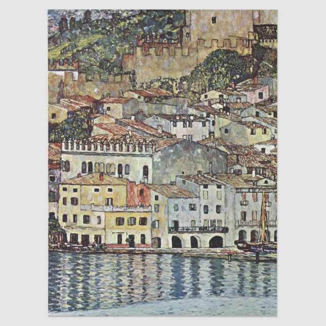 Papel De Seda Malcesine no lago Garda por Gustav Klimt (Frente )