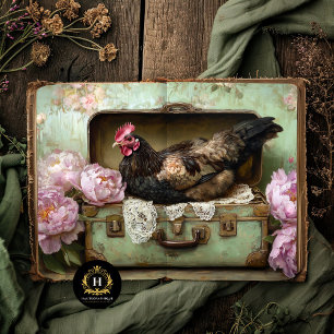 Papel De Seda Maleta Vintage Decoupage Páscoa Galinha Preta