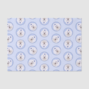 Papel De Seda Maltês - Pintura Arco Azul - Arte Original Canina