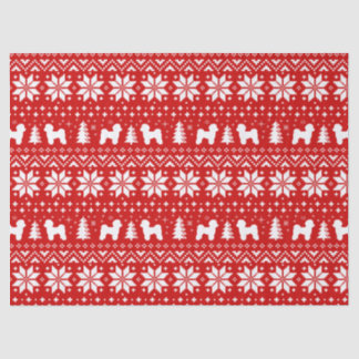 Papel De Seda Maltês Silhouettes Natal Padrão Vermelho