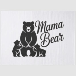 Papel De Seda Mama Bear with Cubs Cute Family Bear