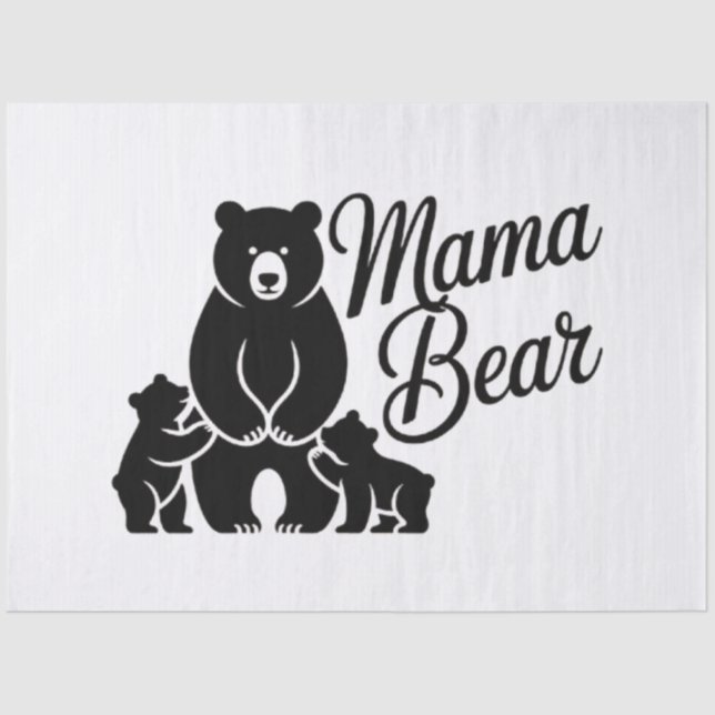 Papel De Seda Mama Bear with Cubs Cute Family Bear (Frente )