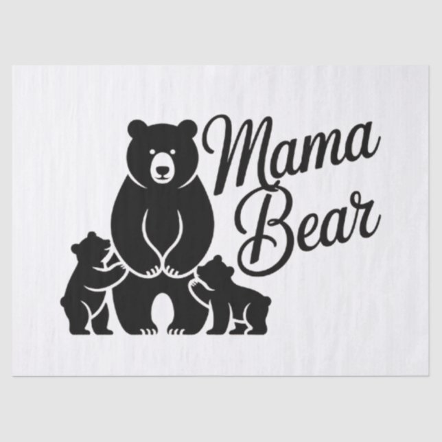 Papel De Seda Mama Bear with Cubs Cute Family Bear (Frente )
