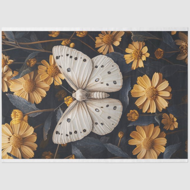 Papel De Seda Mama Branca Descansada Entre Flores Amarelas (Frente )