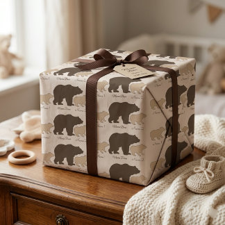 Papel De Seda Mama Urso Personalizada Com 2 Nomes de Filhos Pres