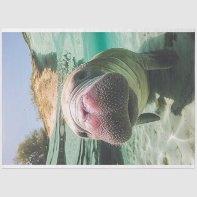 Papel De Seda Manateado ruidoso do oceano Whimsical (Frente )