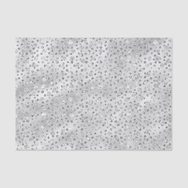 Papel De Seda Manchas de Cinza de prata, Glitter Cheetah (Frente )