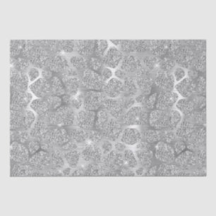 Papel De Seda Manchas de Girafa Prateado Brilhante Animal Metáli