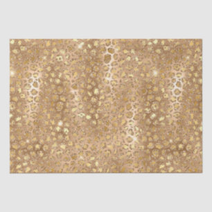 Papel De Seda Manchas de Leopardo Brilho Dourado Animal Metálico