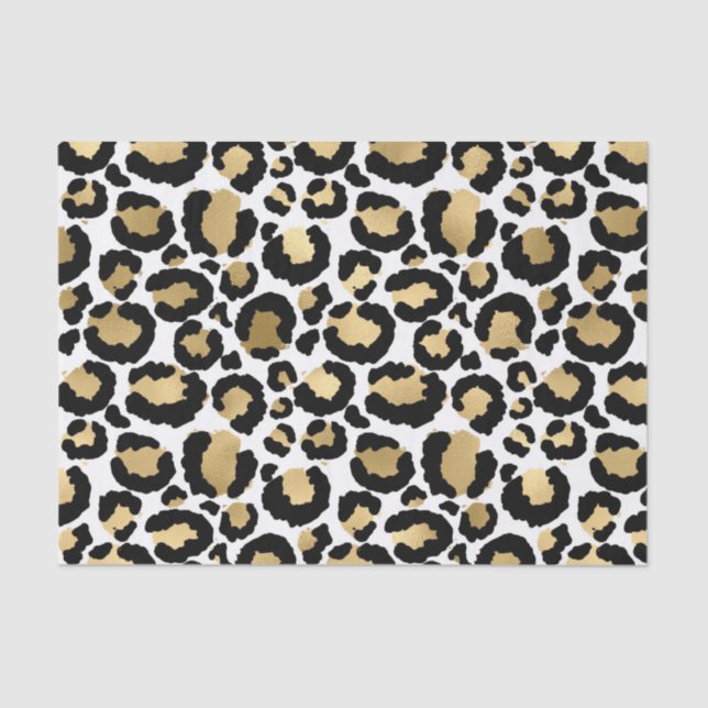 Papel De Seda Manchas-leopardo monocromáticas Glam Selvagens Fas (Frente )