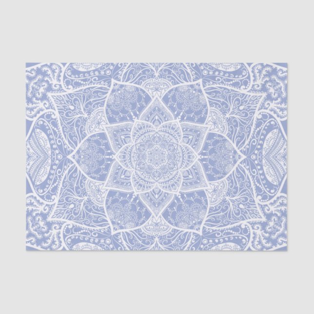 Papel De Seda Mandala azul e branca - Loergann em Blueberry (Frente )