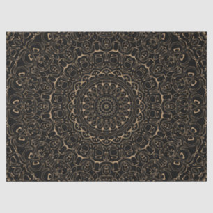 Papel De Seda Mandala Bege de Camelo com Simetria Elegante