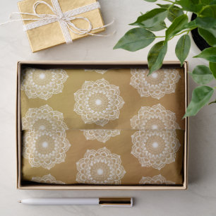 Papel De Seda Mandala Branco em Fundo Dourado