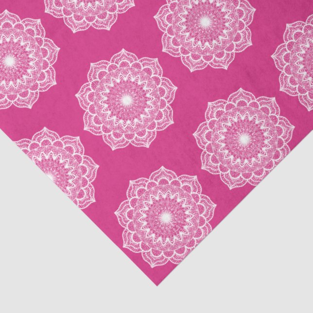Papel De Seda Mandala Branco em Fundo Rosa (Detalhes )