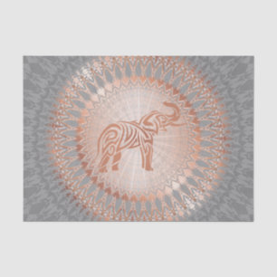 Papel De Seda Mandala cinzenta Dourado cor-de-rosa do elefante