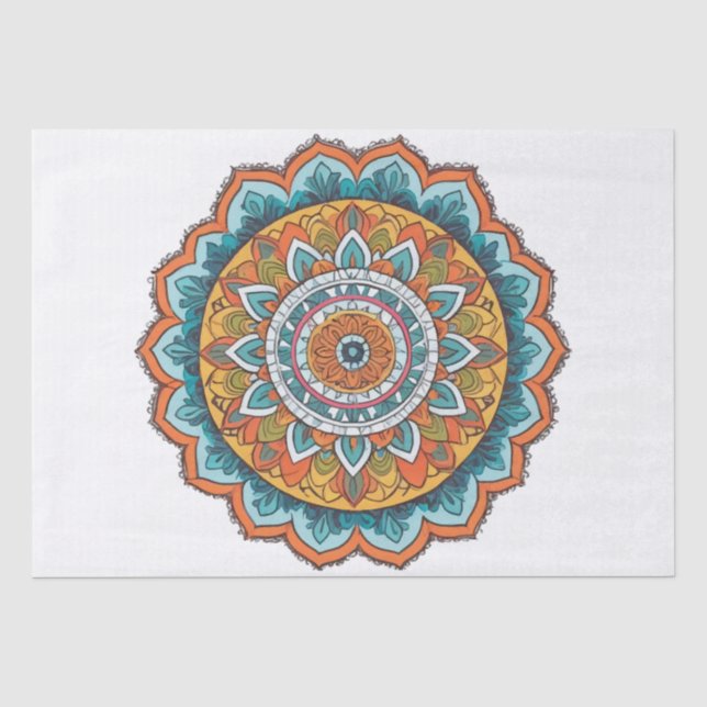 Papel De Seda mandala de várias cores (Frente )