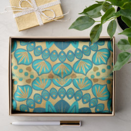 Papel De Seda Mandala Flor de Ouro Azul